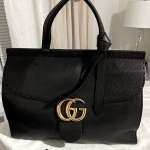 Gucci Calfskin Medium GG Marmont Top Handle Bag